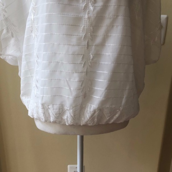 Willi Smith White Embroidered Blouson Blouse - Picture 2 of 7